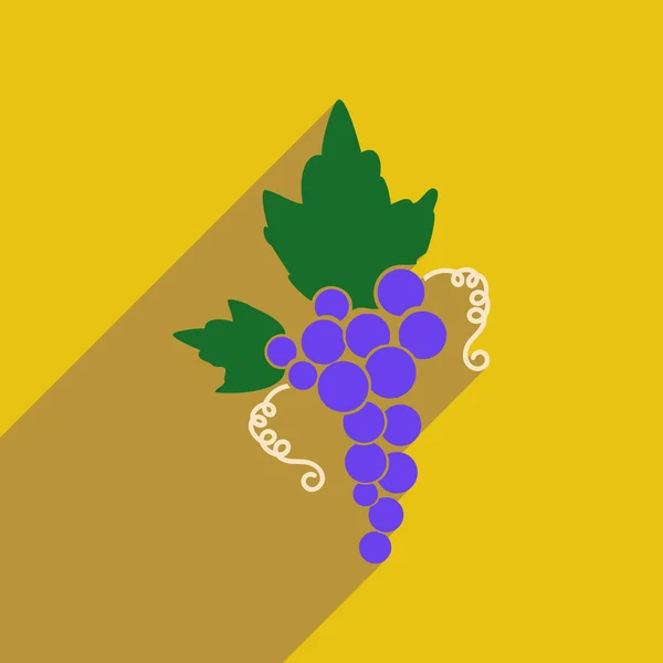 Значок плоской паутины с длинной теневой связкой винограда — стоковый вектор