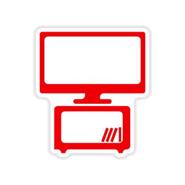 Beyaz arka plan plazma Tv bulunan kağıt etiket