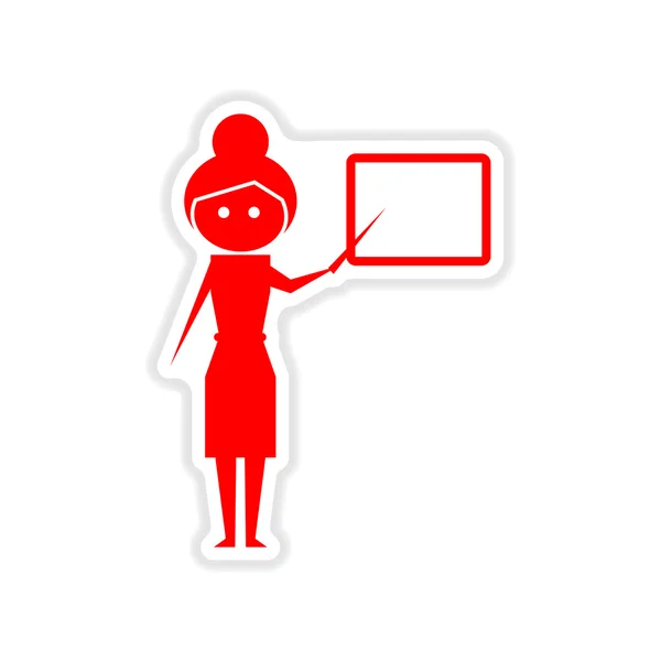 paper sticker on white background woman teacher