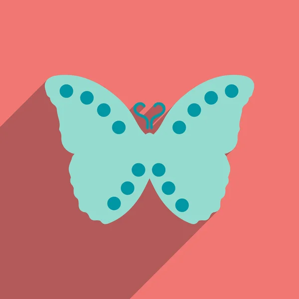 Ícone plano com longas borboletas voadoras de sombra — Vetor de Stock