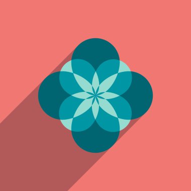 düz uzun gölge çiçek siluet simgesiyle 