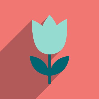 uzun gölge Lale çiçek ile düz simgesi