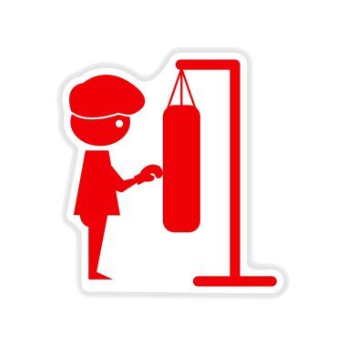 Beyaz arka planda adam boks kağıt etiket 