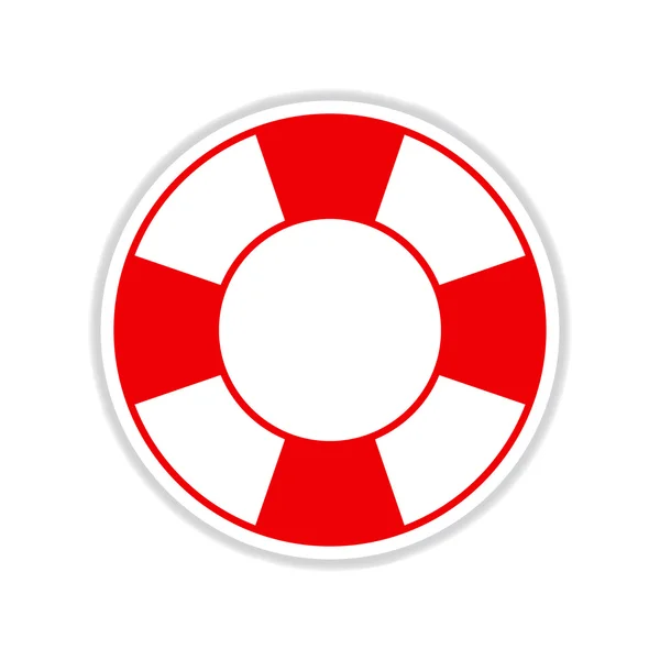 Paper sticker on white background round Lifebuoy — Stock Vector
