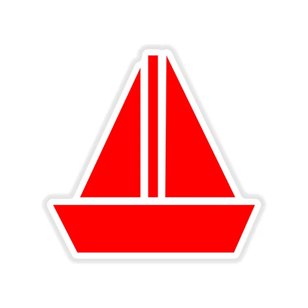 Papieraufkleber auf weißem Hintergrund Segelschiff — Stockvektor