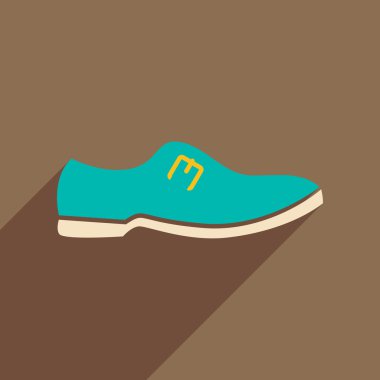 Uzun gölge erkek ayakkabı ile düz simgesi