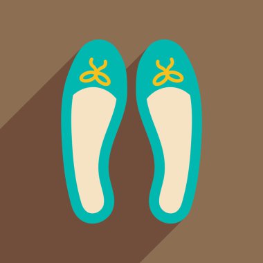 Uzun gölge kadın ayakkabı ile düz simgesi