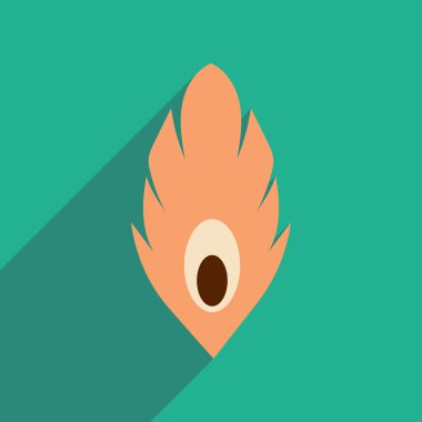 Uzun gölge tavus kuşu tüyü ile düz web simgesi