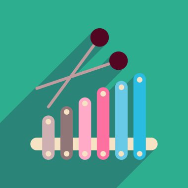 Uzun gölge enstrüman ksilofon düz web simgesi