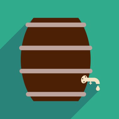 Uzun gölge fıçı bira ile düz web simgesi