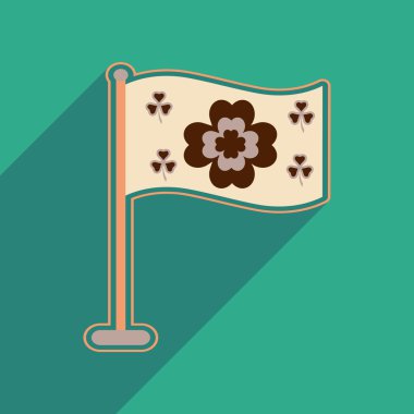 Uzun gölge bayrak yonca ile düz web simgesi