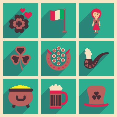 Düz kutsal kişilerin resmi ile uzun gölge St Patricks Festivali kavramı