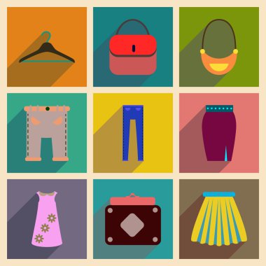 Uzun gölge giysileri ile düz simgeler kavramı