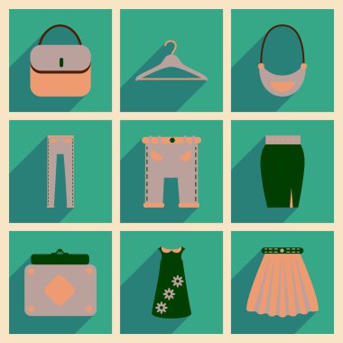 Uzun gölge giysileri ile düz simgeler kavramı