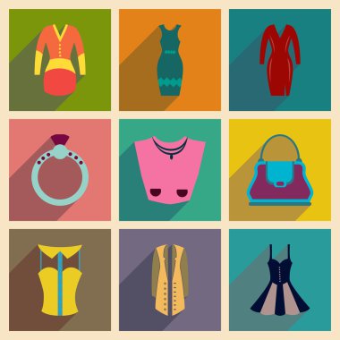 Uzun gölge giysileri ile düz simgeler kavramı