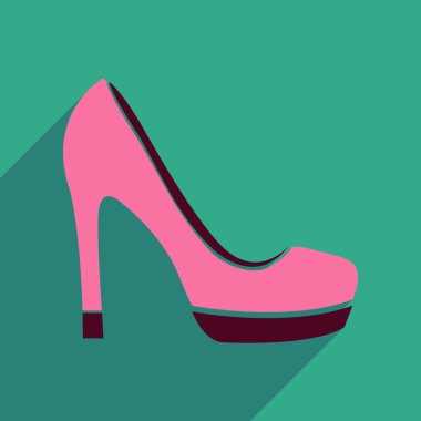 Uzun gölge stiletto topuklar ile düz simgesi