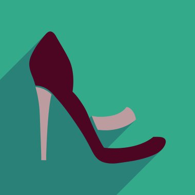 Uzun gölge stiletto topuklar ile düz simgesi