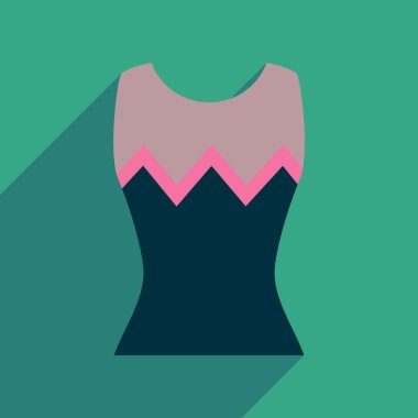 Uzun gölge Bayan bluz ile düz simgesi