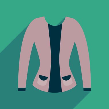 Uzun gölge kadın hırka ile düz simgesi