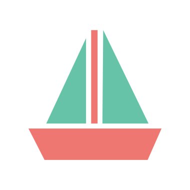 Beyaz arka plan yelkenli gemi üzerinde düz web simgesi