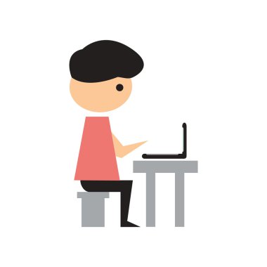 Beyaz arka plan adam programcı düz web simgesi