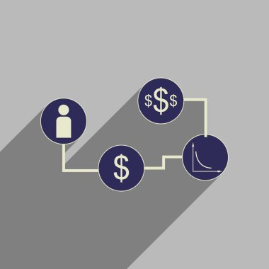 Uzun gölge parasal infographics düz web simgesi