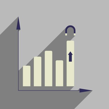 Uzun gölge ekonomi grafik ile düz web simgesi