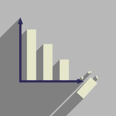 Uzun gölge ekonomik grafik ile düz web simgesi