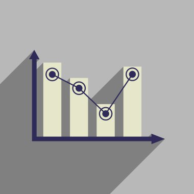 Uzun gölge ekonomik grafik ile düz web simgesi