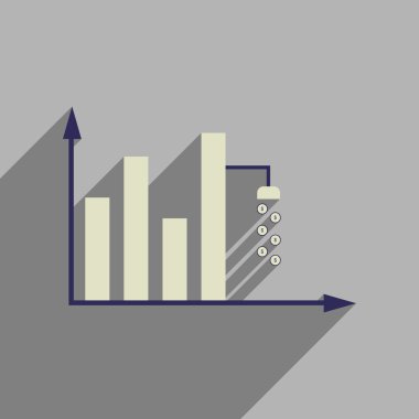 Uzun gölge para grafik ile düz web simgesi