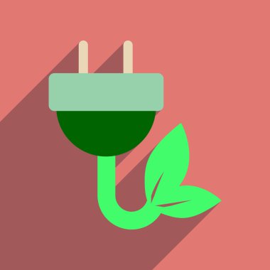 Uzun gölge Eko enerji ile düz web simgesi