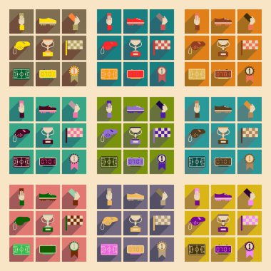 Uzun gölge futbol ile düz simgeler kavramı