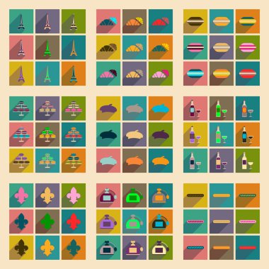 Uzun gölge Paris ile düz simgeler kavramı