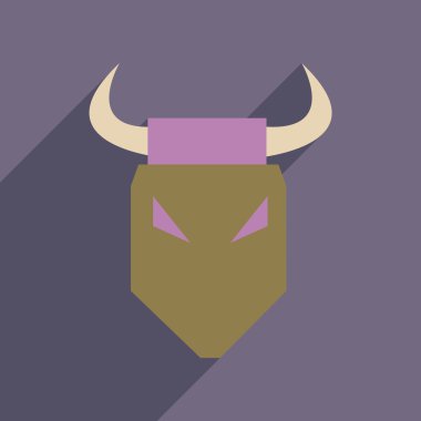 Uzun gölge boğa ile düz web simgesi