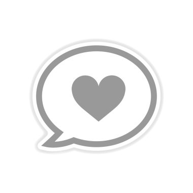 Beyaz arka plan düşünme bulut kalp üzerinde kağıt etiket