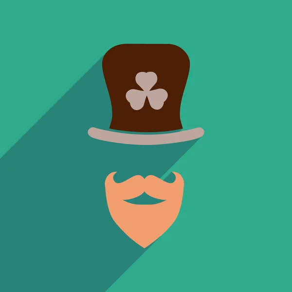 Icona web piatta con lunga ombra Cappello irlandese barba — Vettoriale Stock