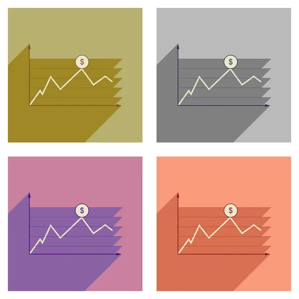 Концепція плоских іконок з довгою тіньовою фінансовою інфографікою — стоковий вектор