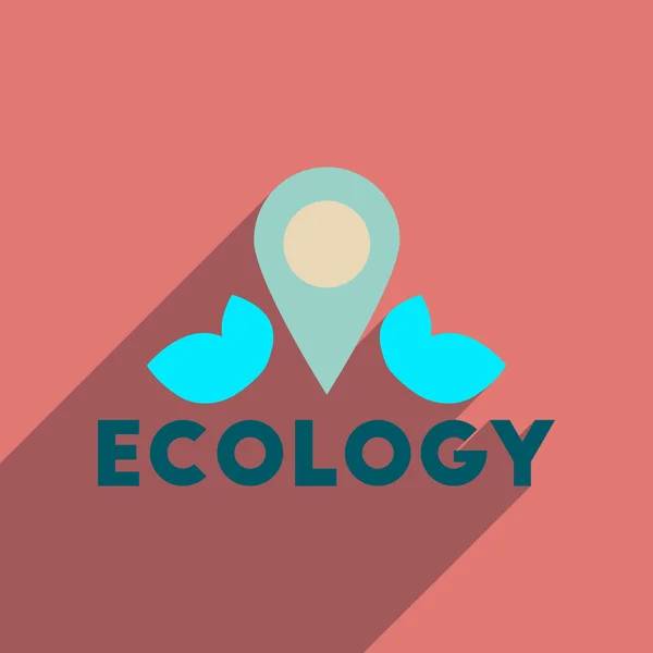 Platte web icoon met lange schaduw eco-symbool — Stockvector