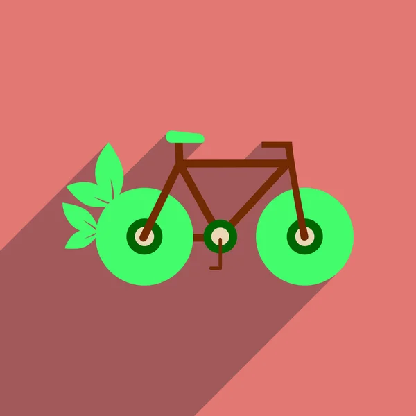 Lakás web ikon hosszú árnyék kerékpár — Stock Vector