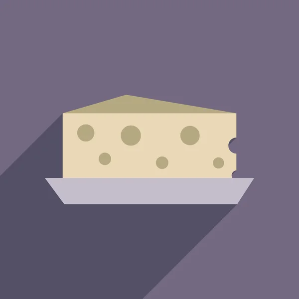 Platt spindelväv ikonen med långa skugga ost Holland — Stock vektor