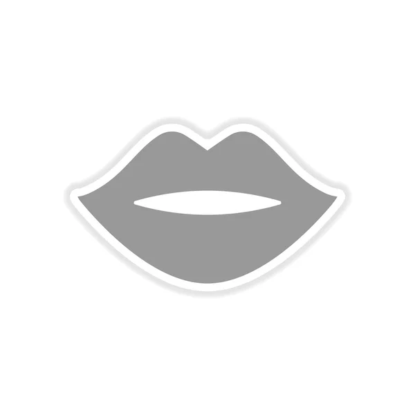 Бумажная наклейка на белом фоне женские губы — стоковый вектор