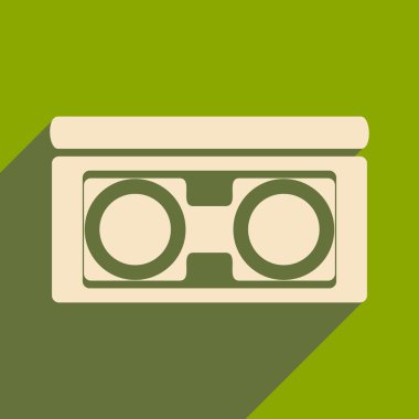 Düz gölge simgesi ve mobil uygulama video kaset ile