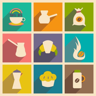 düz gölge kavramı ve mobil uygulama kahve ile