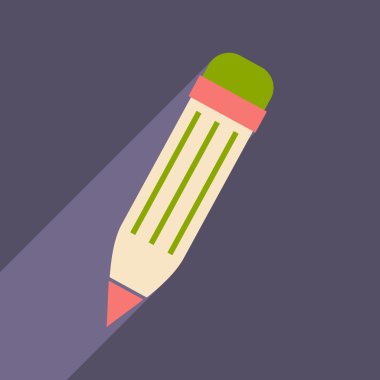 Düz gölge simgesi ve mobil uygulama ile kalem renkli