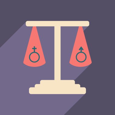 Düz gölge simgesi ve mobil uygulama cinsel eşitlik ile