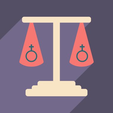 Düz gölge simgesi ve mobil uygulama cinsel eşitlik ile