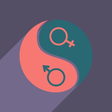 Düz gölge simgesi ve mobil uygulama eşitlik cinsiyetler ile