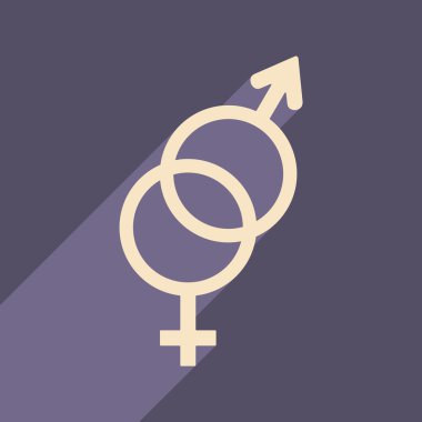 Düz gölge simgesi ve mobil uygulama eşitlik cinsiyetler ile