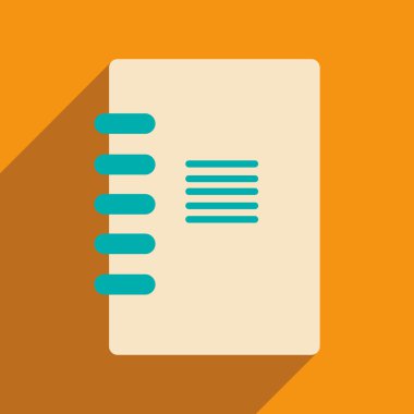 Düz gölge simgesi ve mobil uygulama defter ile