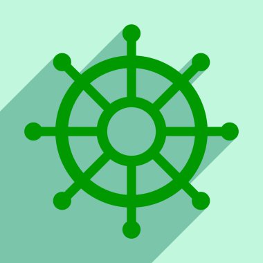 Düz gölge simgesi ve mobil uygulama dümen gemi ile